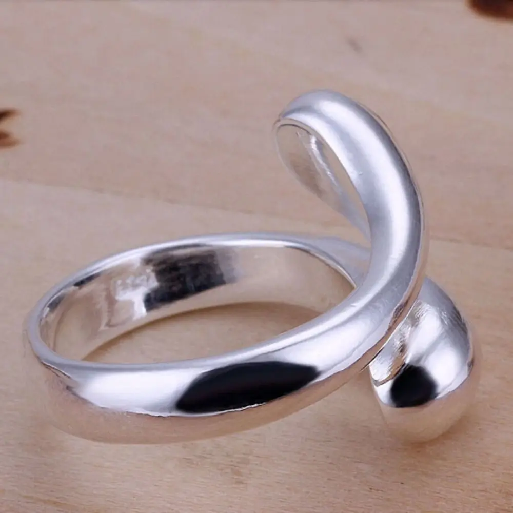 패션 조절 가능한 눈물방울 반지 925 실버 물방울 엄지 반지 유니섹스 더블 라운드 헤드 반지 여성용