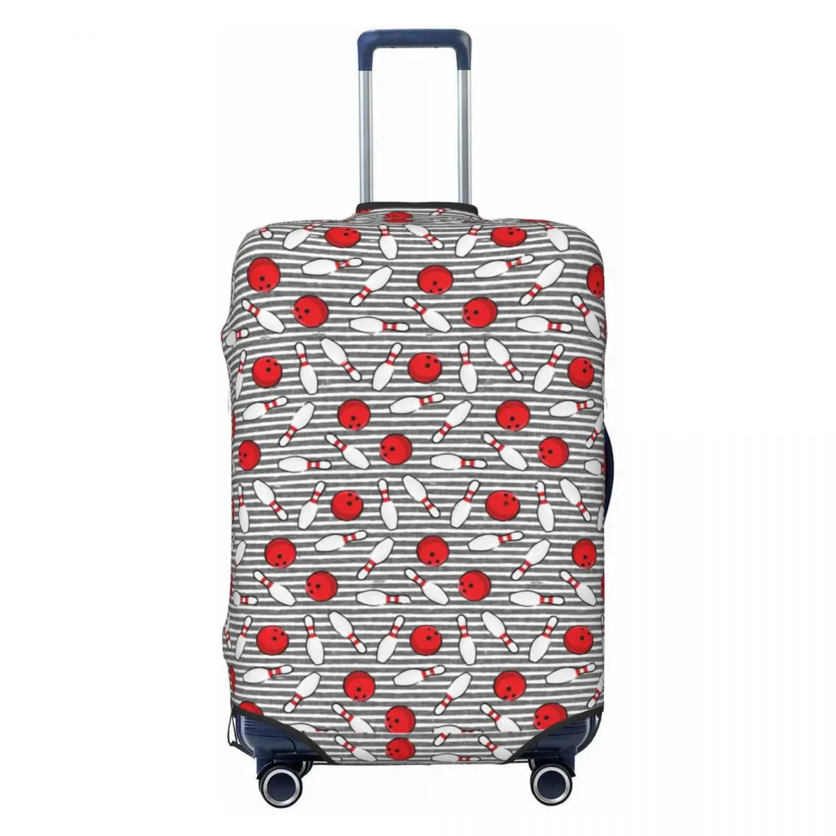 Bowling Stripes Suitcase Cover Bowling Pins Doodle Cruise Trip Vacation Useful Luggage Case Protector Christmas Gift