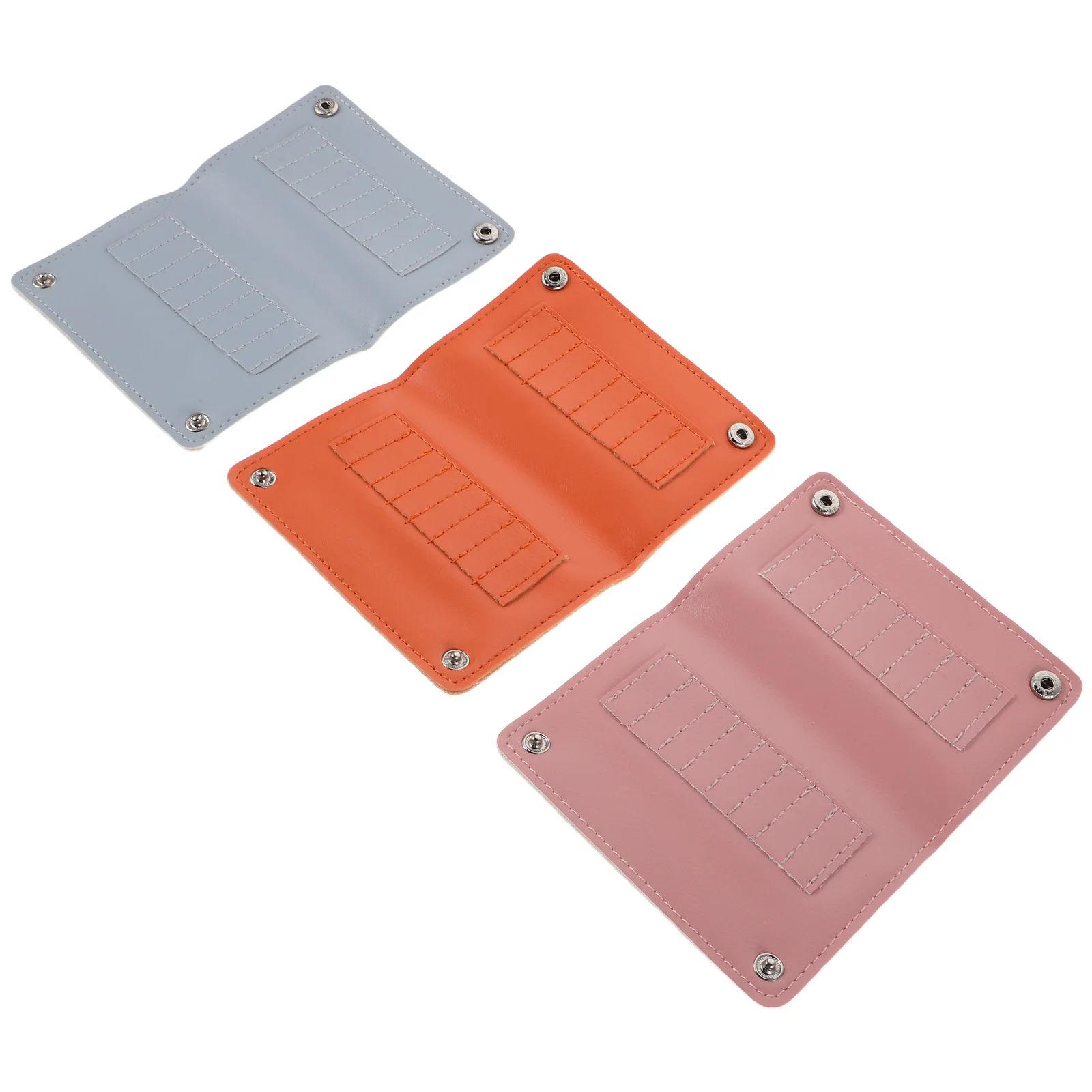 

3pcs Nail Tool Organizer: Portable Drill Bit Holder Case Snap Closure Blue Pink Orange Nail Art Storage Box Protective Lining