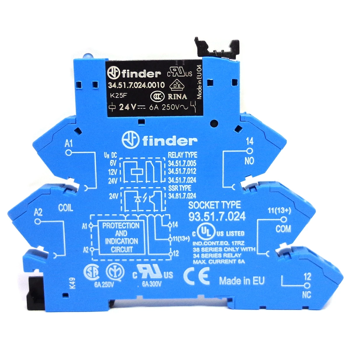 FINDER 100%-NEW 1SET 38.51.7.024.0050 38.61.7.024.0050 24VDC 38.51.7.012.0050 12VDC 1CO 6A EMR Slim Relay original