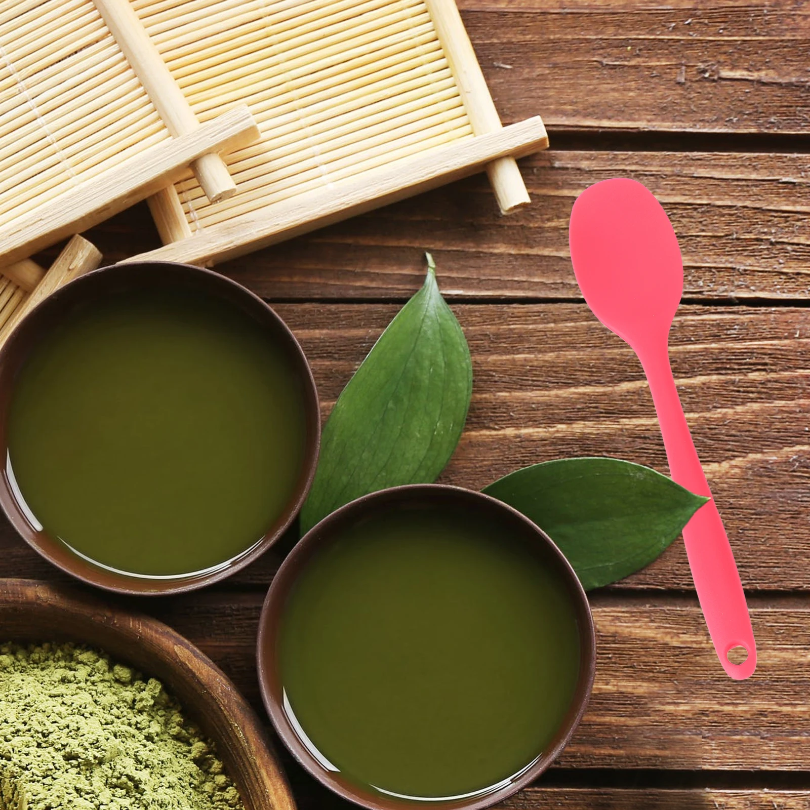 

Silicone Soup Spoon Long Handle Nonstick Scoop Food Serving Spoon Orange Heat Resistant Kitchen Tool for Cooking Mixing