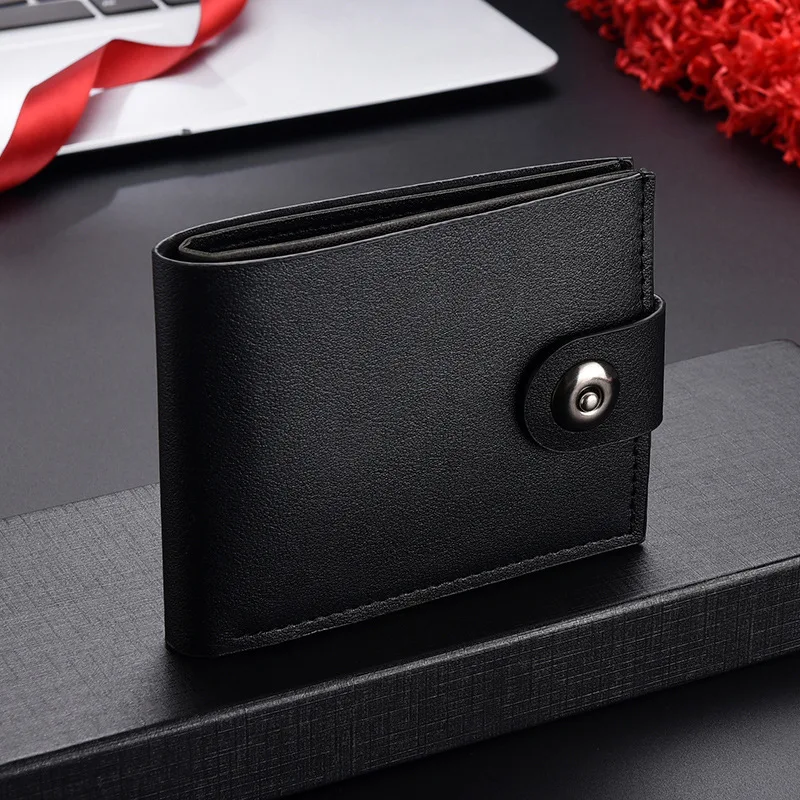 Men's Wallet Hasp Short Wallets for Men Made of Natural Leather PU Wallet Card Holder Perfect for You Magnetic Purses Small