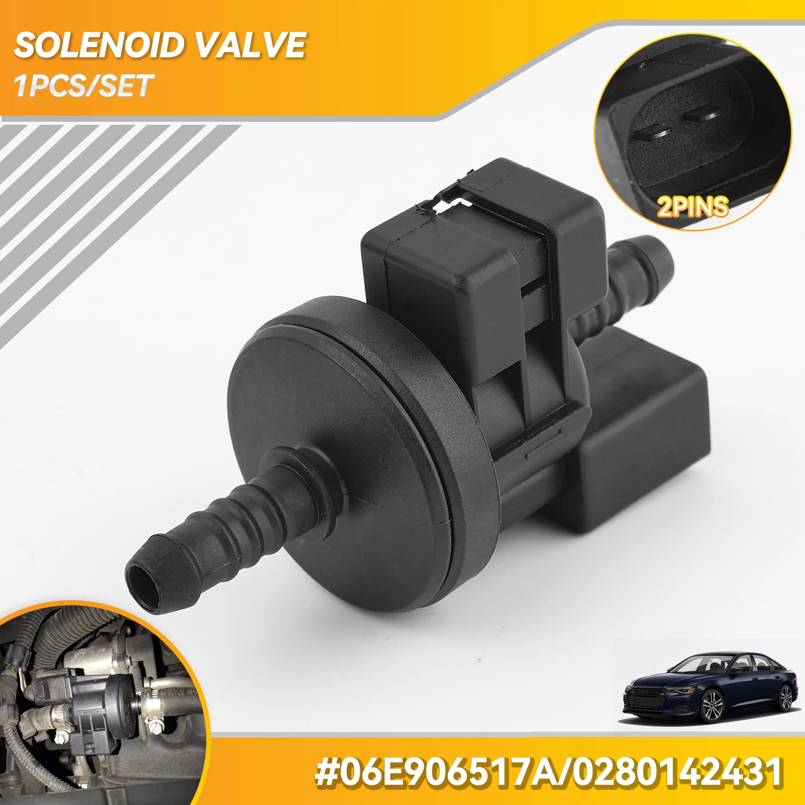 Elektromagnetyczny zawór podciśnienia N80 06E 906517 A 0280142431   Do Audi A3 A4 A6 Q7 A8 VW Mk5 MK6 Golf GTI Passat Jetta Beetle 2-pinowy
