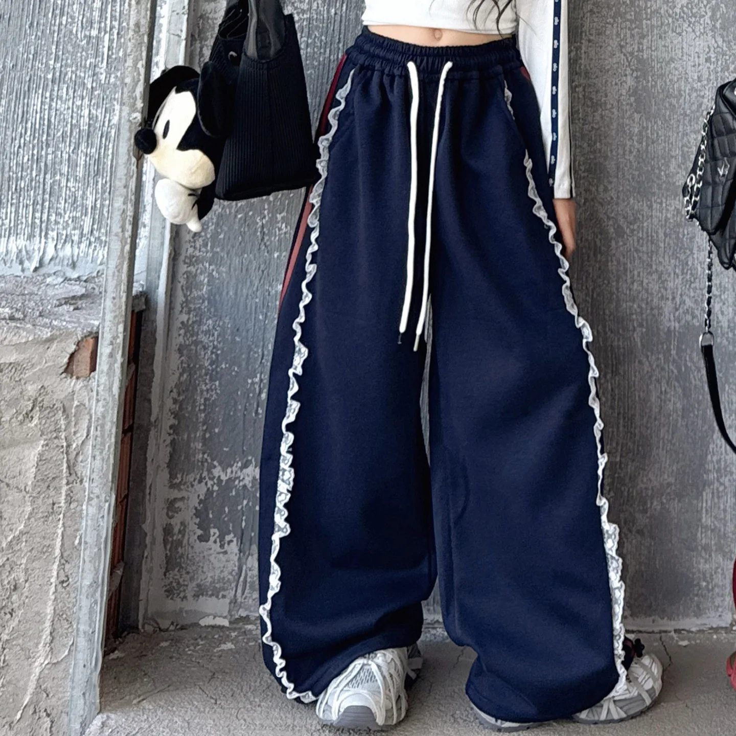 Spring And Autumn New Girl\'s Retro Army Green Cargo Pants High Waist Showing Thin Loose Sports Casual Wide Leg Trousers 6-14 Y