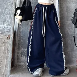 Spring And Autumn New Girl's Retro Army Green Cargo Pants High Waist Showing Thin Loose Sports Casual Wide Leg Trousers 6-14 Y