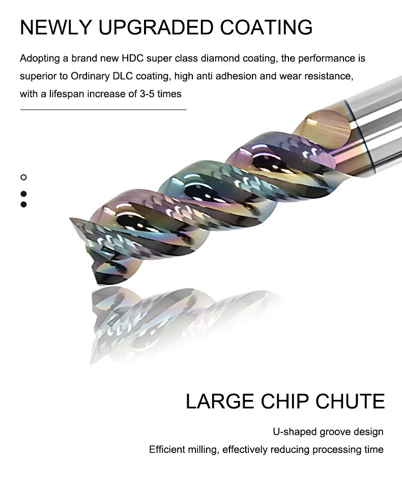 SHAZAM CNC-Bearbeitungswerkzeuge für Aluminium, U-förmige Nut, Flachfräser 1,0-20 mm, Hartmetallfräser mit DLC-Beschichtung – Detail 4