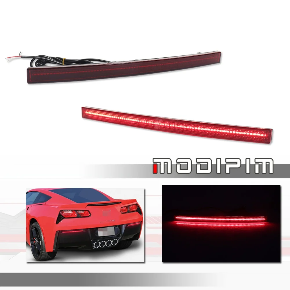 

Автомобильные светодиодные отражатели заднего бампера для Chevrolet Corvette C7 2014-2019, функция заднего/стоп-сигнала, задний противотуманный фонарь, стоп-сигнал