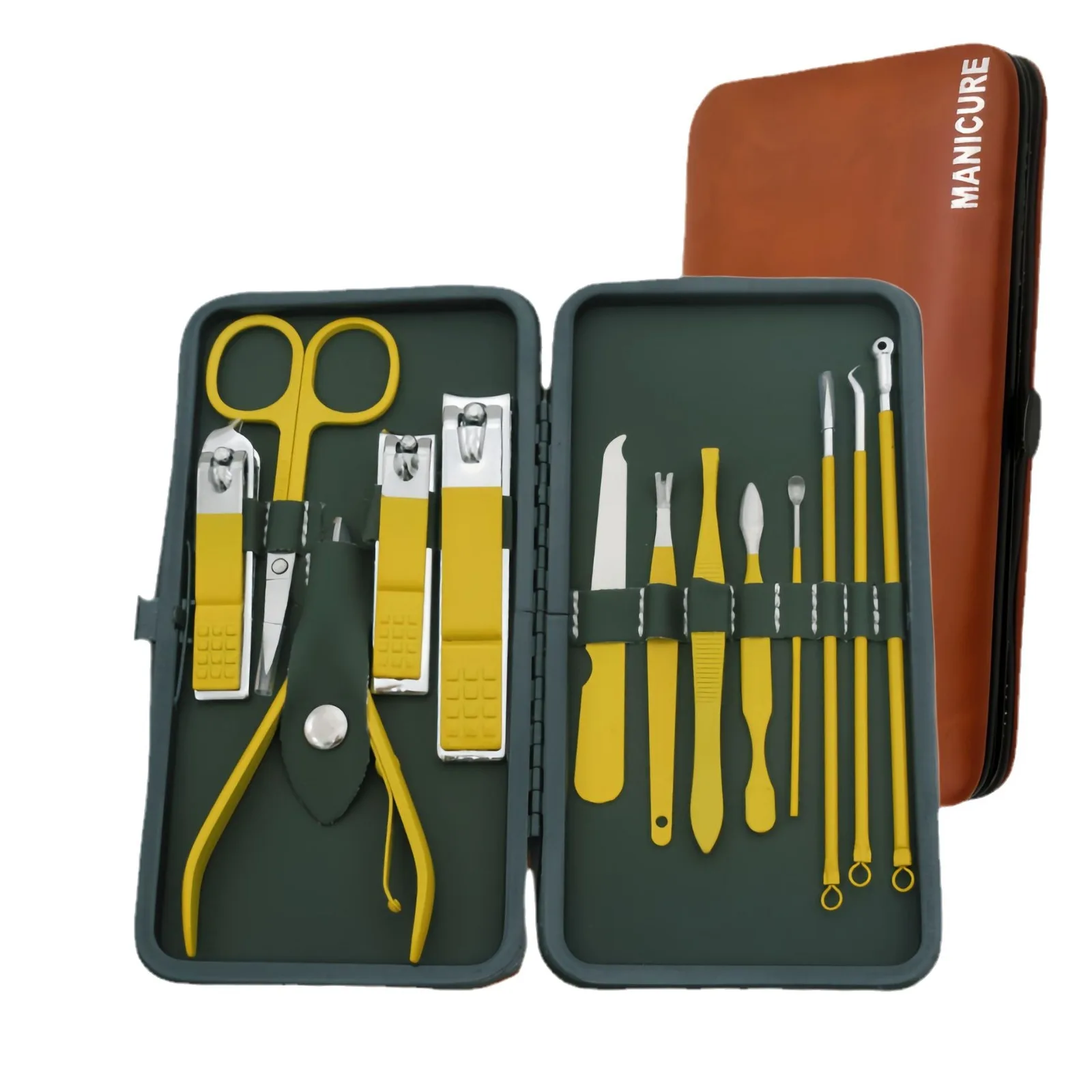 7-19 ชิ้นสแตนเลสสตีลแต่งเล็บชุดกรรไกรตัดเล็บมืออาชีพชุดกระเป๋าเดินทางรวมถึงตะไบเล็บและเครื่องมือกรูมมิ่ง