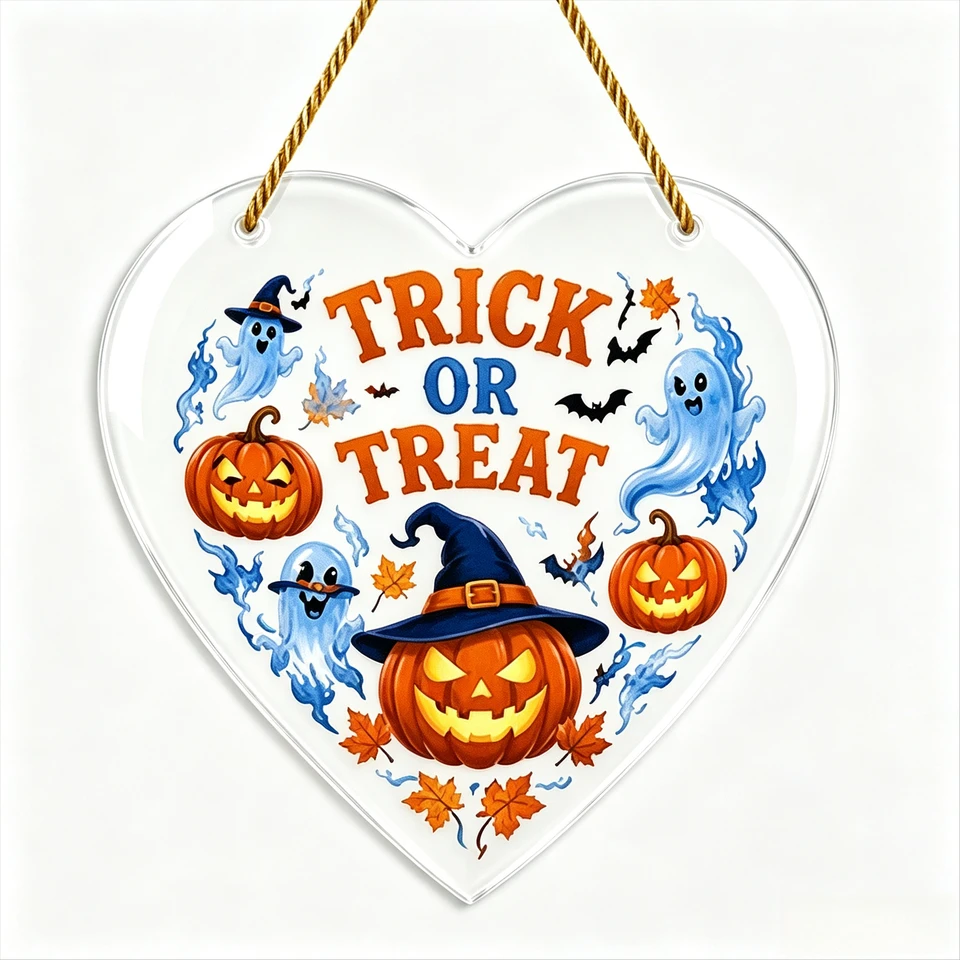 Heart Clear Acrylic Halloween Decoration Plaque