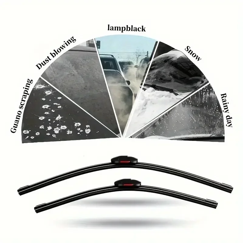 NEW Universal Car Wiper Mute Car Front Windshield Wiper Soft Double Rubber Strip Windscreen Wipers Soft Bracketless Frameless