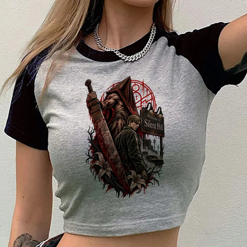 Silent Hill cropped top teen summer manga cutecore dollette gothic shirt japan goth graphic cheap