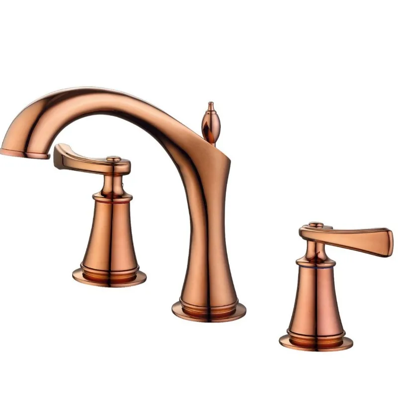 

Gun gray three-hole basin faucet, hot and cold split, all-copper basin, mixing valve