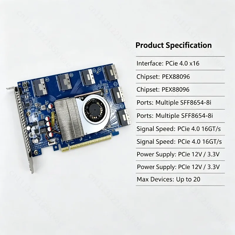 PLX88096 PCIe 4.0 X16 Expansion Card No Split SFF8654 SlimSAS Adapter For NVMe SSD Multi-GPU Workstation Server Hardware