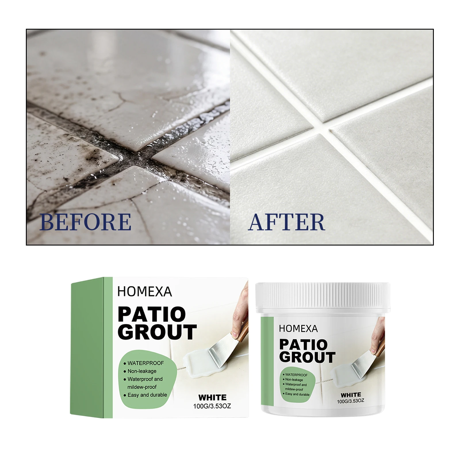 Crack Filler Patio Grout 100g Fast Drying Grout Paint Waterproof -Proof for Shower Kitchen Floor Wall Terrace