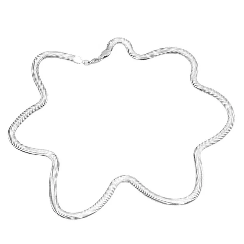 5mm Stahlfarbene Edelstahl-Flachschlangenkette Halskette für Männer, Einfacher Choker, Hip-Hop-Schmuck, Accessoires für Frauen – Detail 5