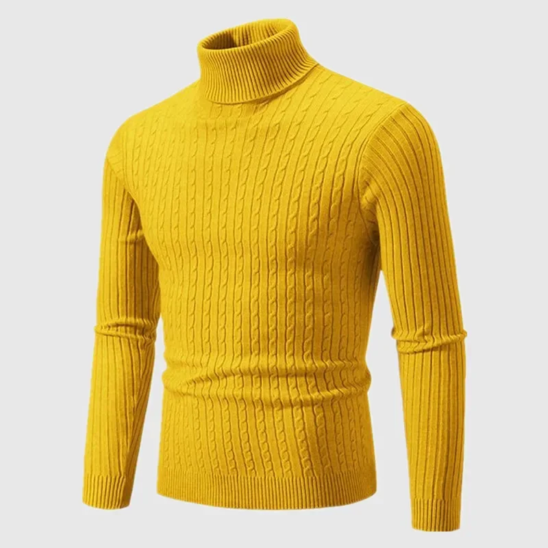 Autumn Winter Turtleneck Pullovers Warm Solid Color Men's Sweater Slim Pullover Men Knitted Sweaters Bottoming Shirt