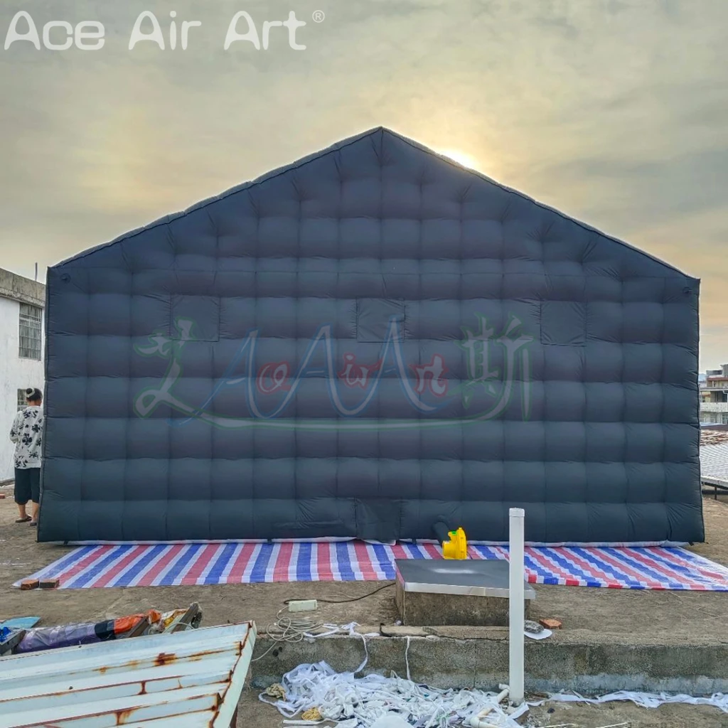 Inflatable Nightclub with Blowers 550W Large Black Inflatable Nightclub Party Tent for Adults Cube Gazebo Event House for Party