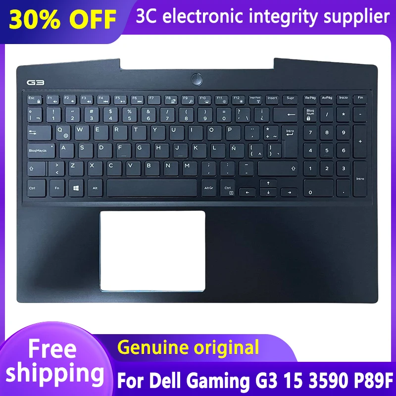 Original New Latin Keyboard For Dell Gaming G3 15 3590 P89F Laptop Palmrest Upper Cover Top Case White Backlight LA keyboard