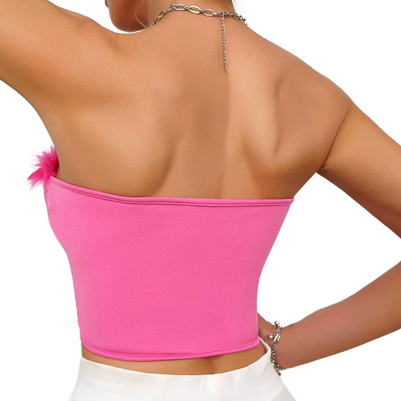 New Women's Sexy Fashion Wrap Chest Solid Off-Shoulder Short Collar Short Chest Features Out Sweater Belly Sweater