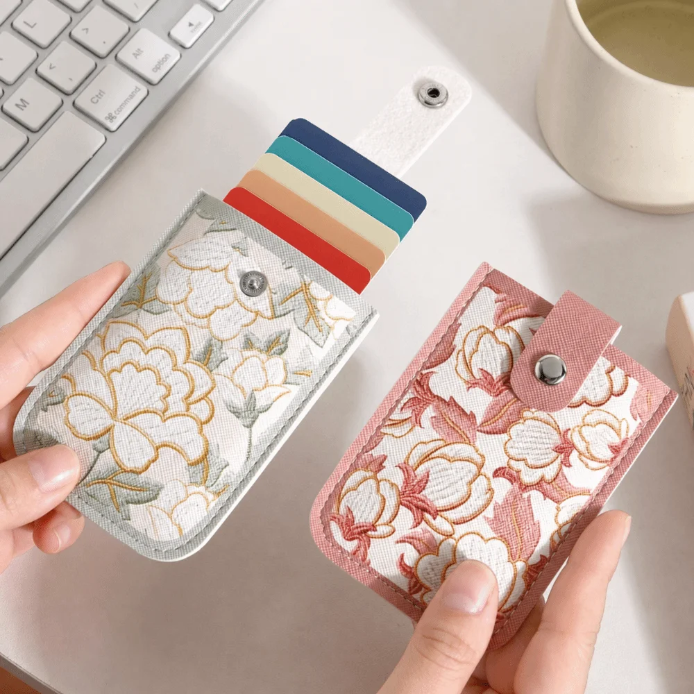 Pull Out Design Card Holder Bag Artistic Oil Painting Drawer Style Portable Storage Bag ID Protection Multi-Card Slot