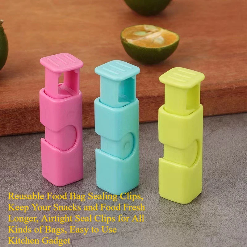 Spring-loaded Food Bag Sealing Clips, Reusable Plastic Snack Bag Sealer Clips, Airtight Seal Clips for Keeping Food Fresh, Multicolor Kitchen Storage Accessories