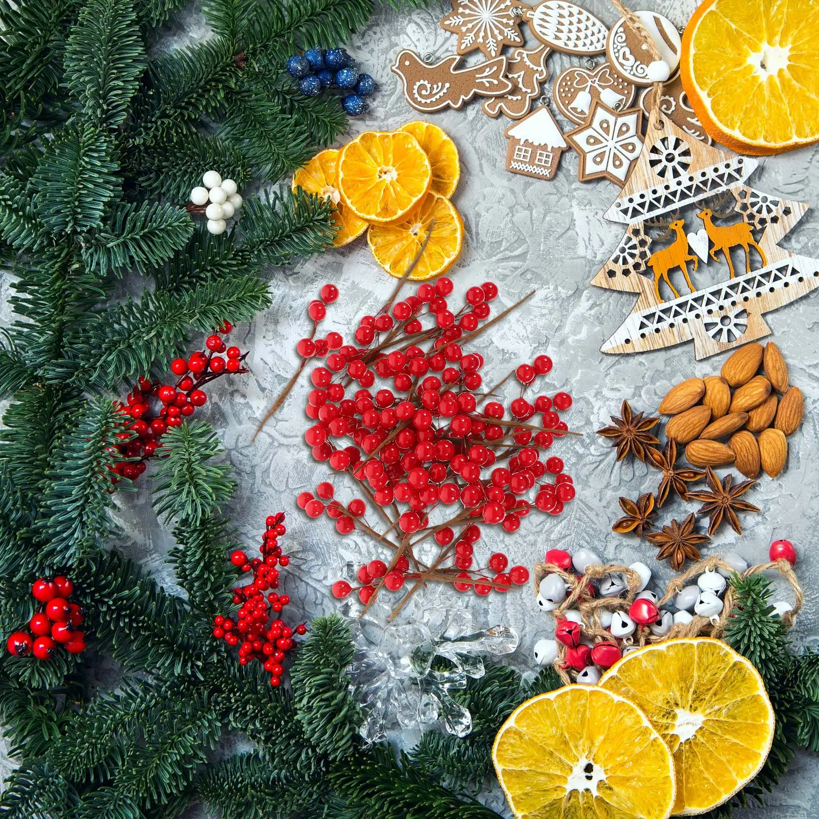 

30Pcs Artificial Berry Stems Christmas Tree Berries Picks Xmas Tree Ornaments Holiday Party Decoration Artificial Berry Stem