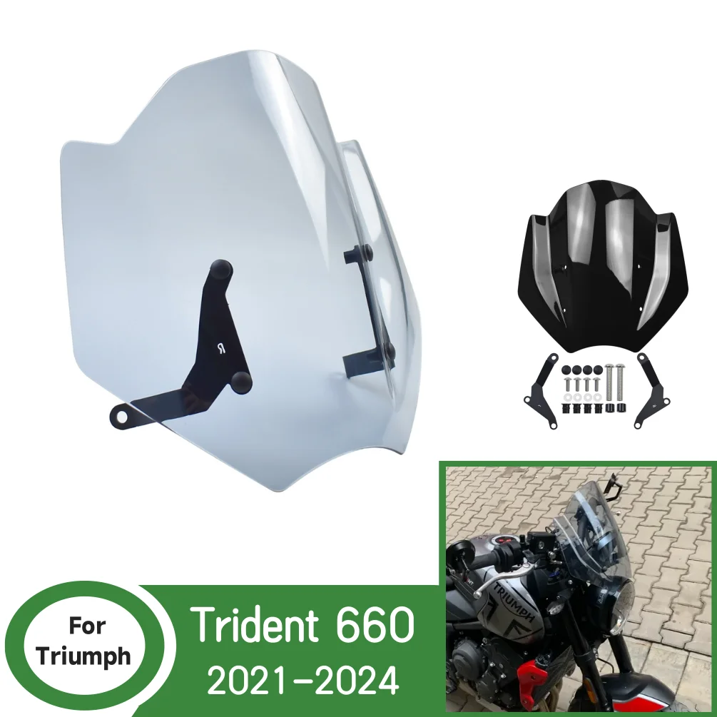 

For Trident 660 Front Wind Screen Shield Air Deflectors For Triumph Trident660 2021-2024 2023 Windscreen Motorcycle Windshield