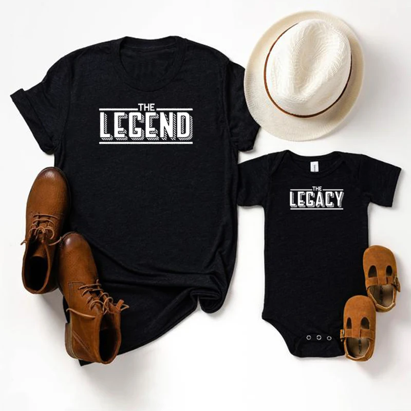 The Legend Father Son Shirts Christmas Outfits 2021 Matching Shirts Fathers Day Gift Family Matching Clothes Letter Fashion