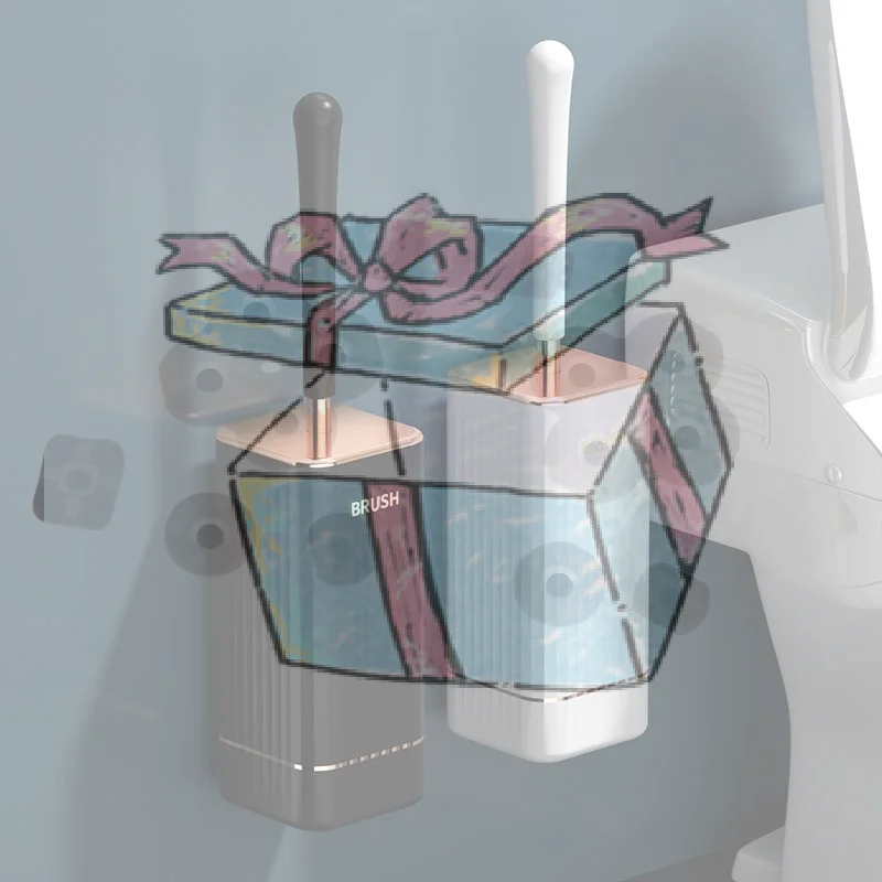 

Silicone Toilet Brush Set Long Handle No Drill Wall Mounted Quick Dry Leak Proof For Bathroom Deep Cleaning Durable Multi Use