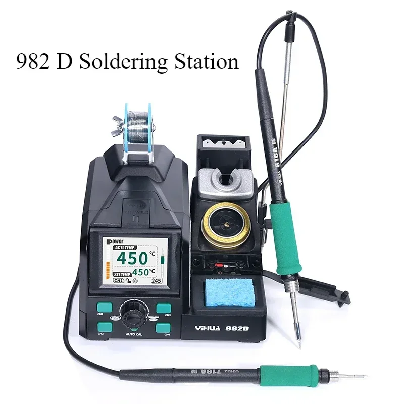 Soldering Station With Pluggable Hot Air Gun 982D Rapid Heating Soldering Iron Welding Rework Station for Precision Soldering