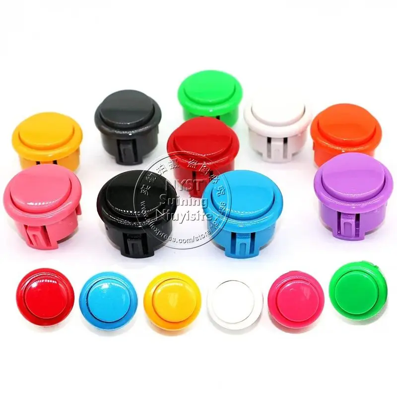 10pcs 30mm 24mm Plastic Round Push Button Switch Copy Sanwa Obsf Hitbox Controller DIY Neo Geo Pinball Parts Arcade Game Machine