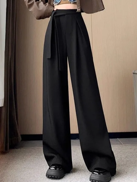

High Waist Straight Leg Suit Wide Leg Pants Casual Women's plus Size Trousers Drapey Loose Fit Polyester Summer Fashion