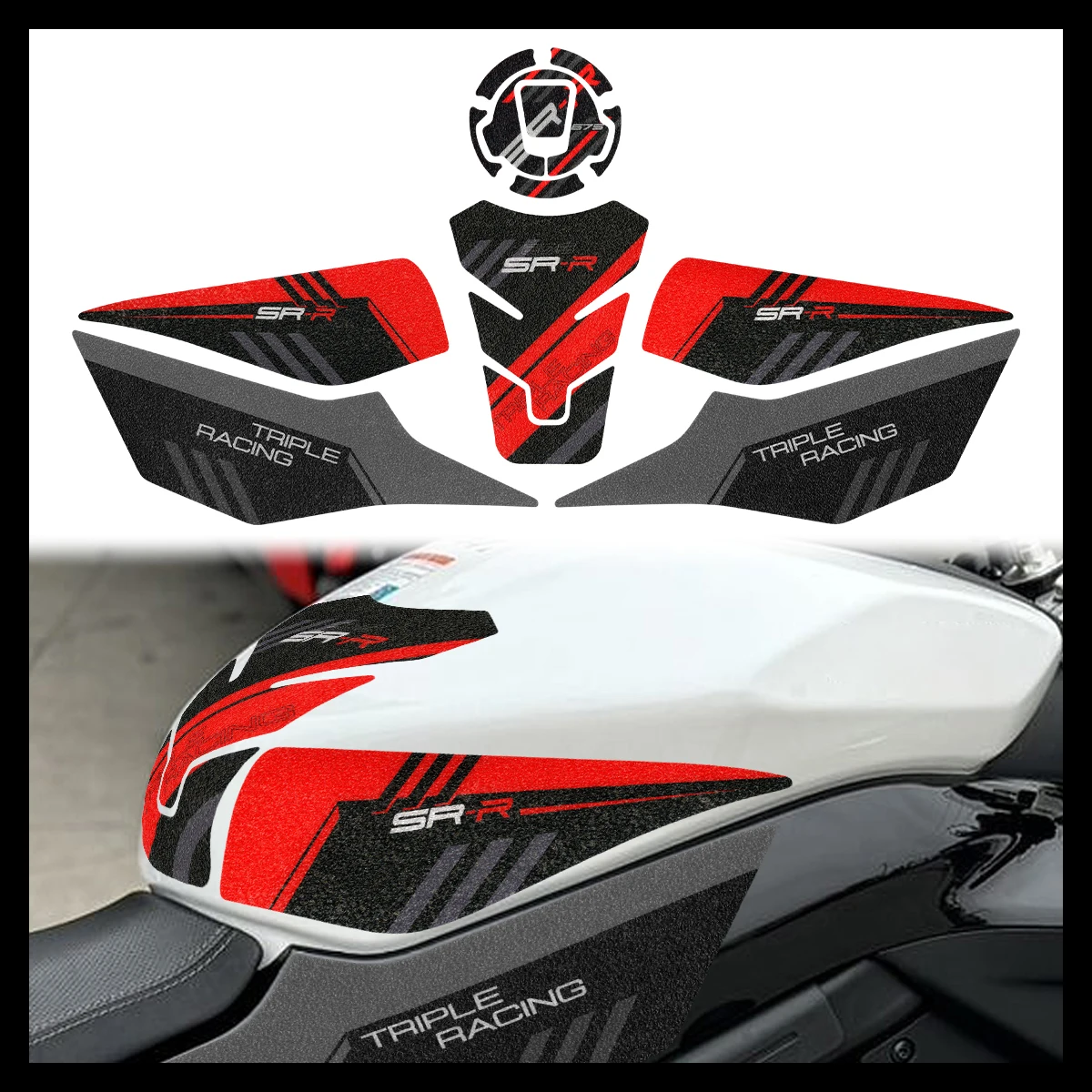 For CFMOTO 675SR-R 675SR R Motorcycle Fuel Tank Stickers Frosted Anti-slip Moto Body Oil Tank Cap Modification Decal Accessories