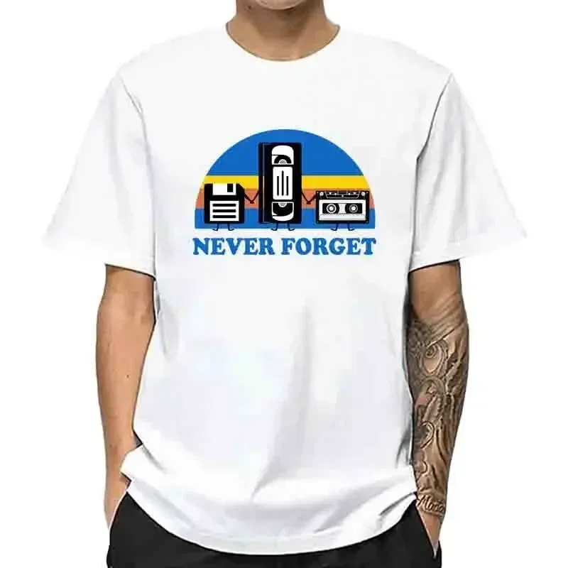 Summer Men's T-shirt Never Forget Sarcastic Graphic Music Funny Printed Cotton Blend T-Shirt Loose Male Top Casual Short S-5xl