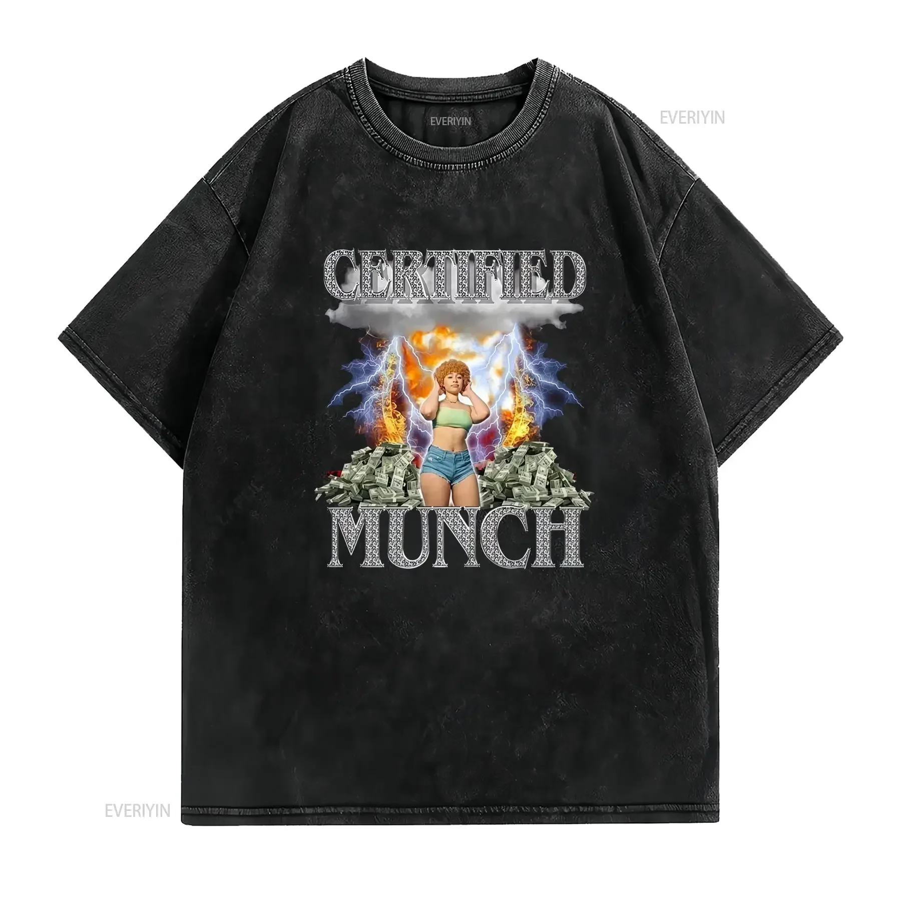 Maglietta Ice Spice Singer Nera con Design Bold Munch Taglio Regolare Casual per Uomini e Adulti Abbigliamento Streetwear