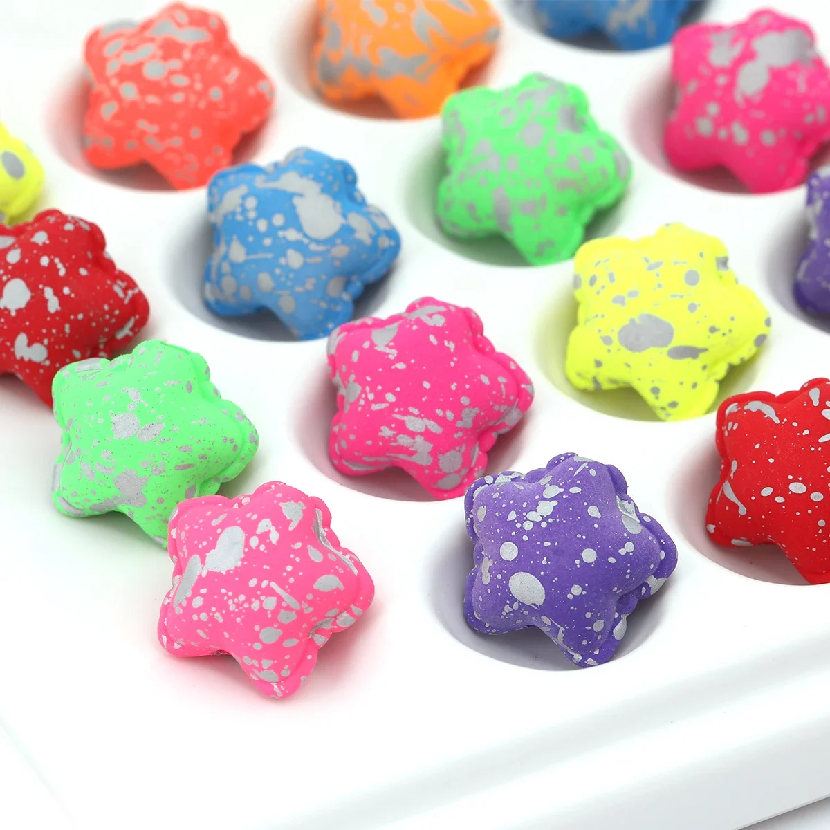 6pcs Random Color 1.9cm Graffiti Five Pointed Star Acrylic Beads for DIY Necklace Bracelet Jewelry Decoration Craft Supplies