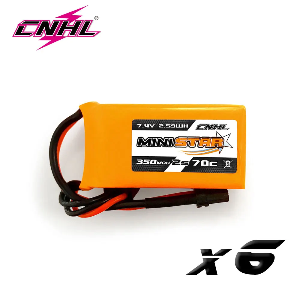 6 Stuks Cnhl Lipo 2S 7.4V Batterij 350Mah 70c Ministar Serie Xt30 Voor Rc Cinebee Cine Whoop Beta Fpv Quadcopter Tandenstoker Drone