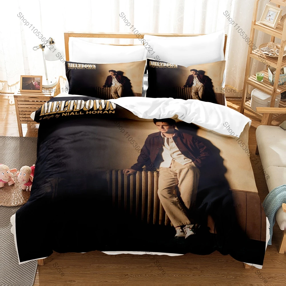 Cool Pop Music Style Duvet Cover + 2 Pillowcases, Niall Horan Printed Bedding Set Soft Material Perfect Bedroom Ornament & Holid