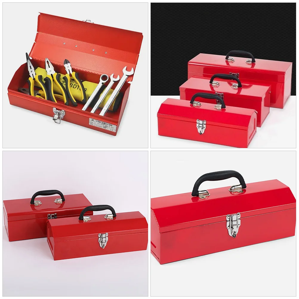 Heavy Duty Tool Box Metal Storage Case for Mechanics Portable Tools Organizer Container Sundries Repair Work Home Garage