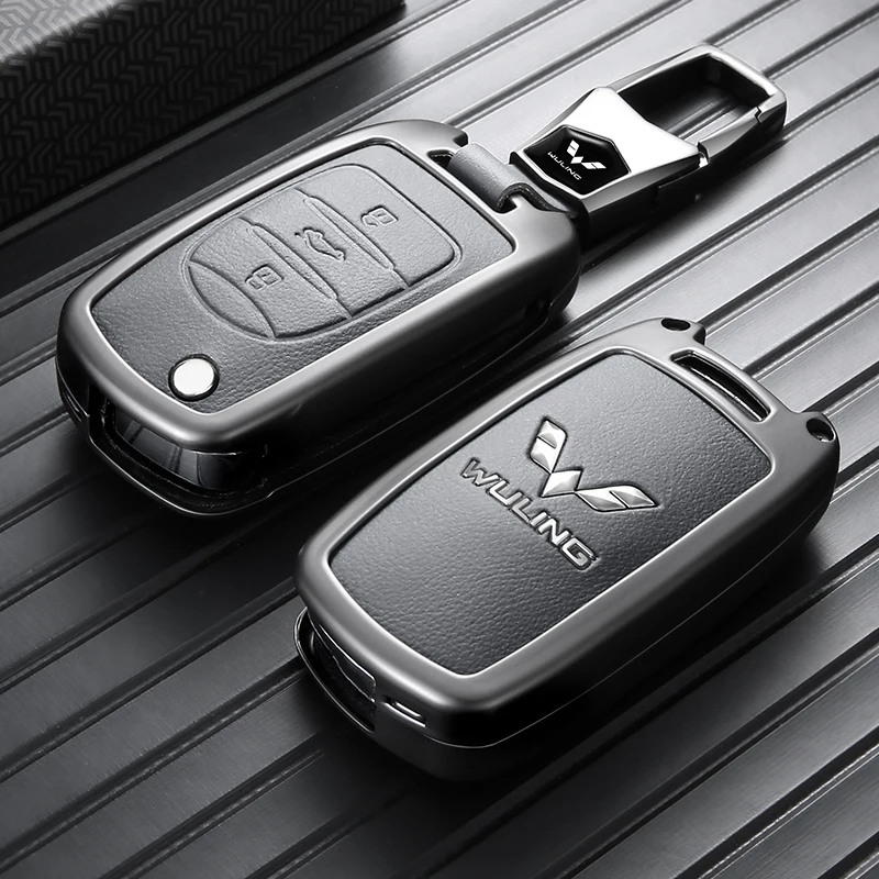 Exquisite Zinc Alloy Car Key Case for Wuling Hongguang S, Anti‑Collision Dustproof Key Fob Protector with Practical Key Bag
