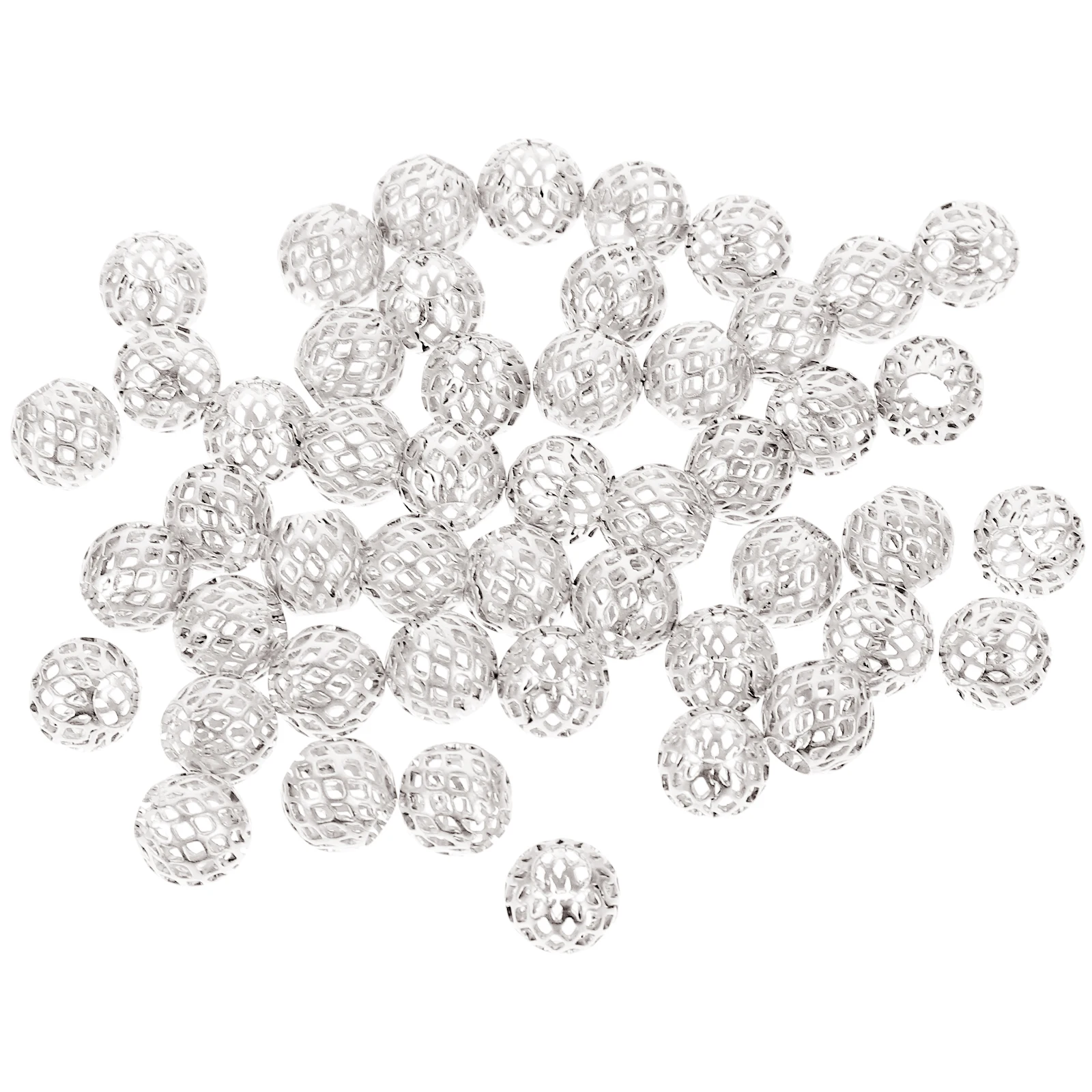

50pcs Metal Spacer Copper Hollow For Jewelry Making Small Round Smooth Craft Beads Bulk Decorative Bracelet Beads Large Hole Diy