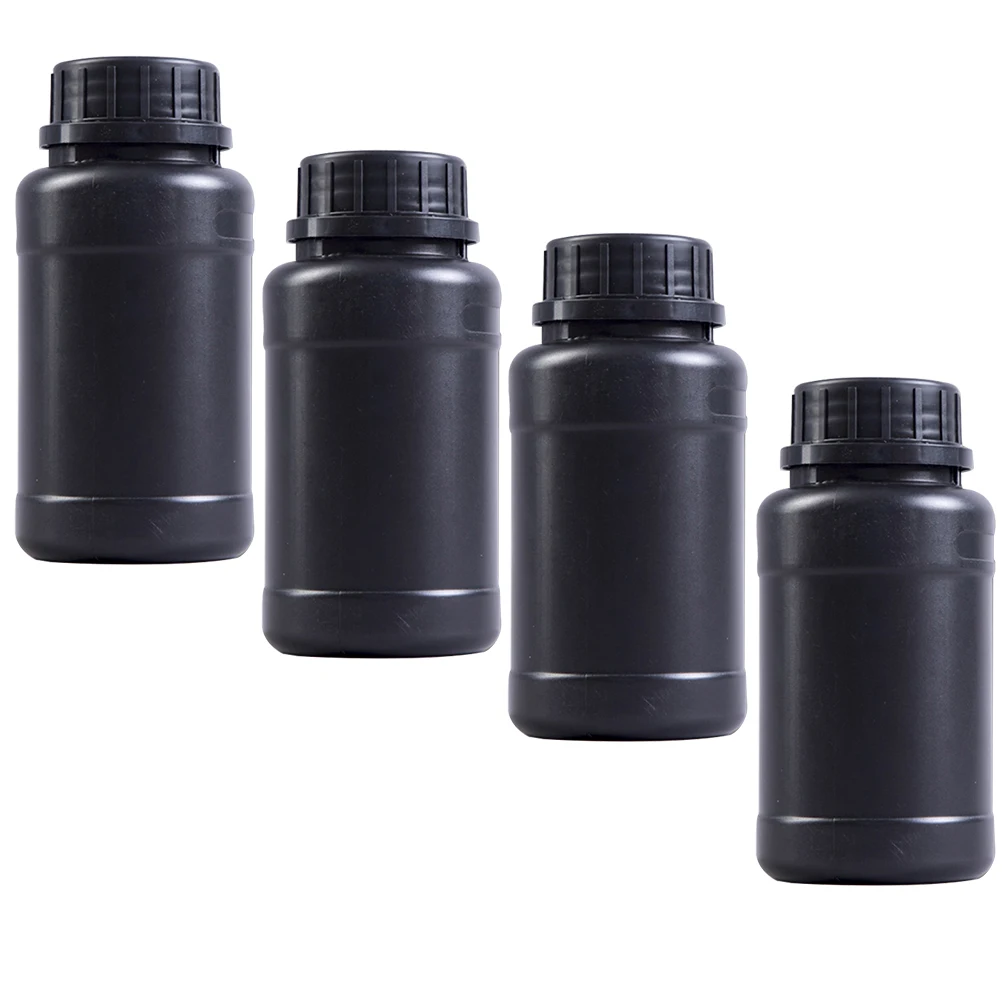 

4pcs Plastic Light-proof Bottles Black Containers HDPE Sealed Acidproof Alkaliproof Storage