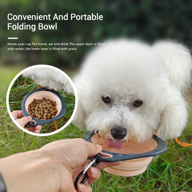 Pet Folding Silicone Bowl Collapsible Dog Outdoor Travel Portable Puppy Food Feeder Dish Bowl Silicone Dog Feeder Bowl