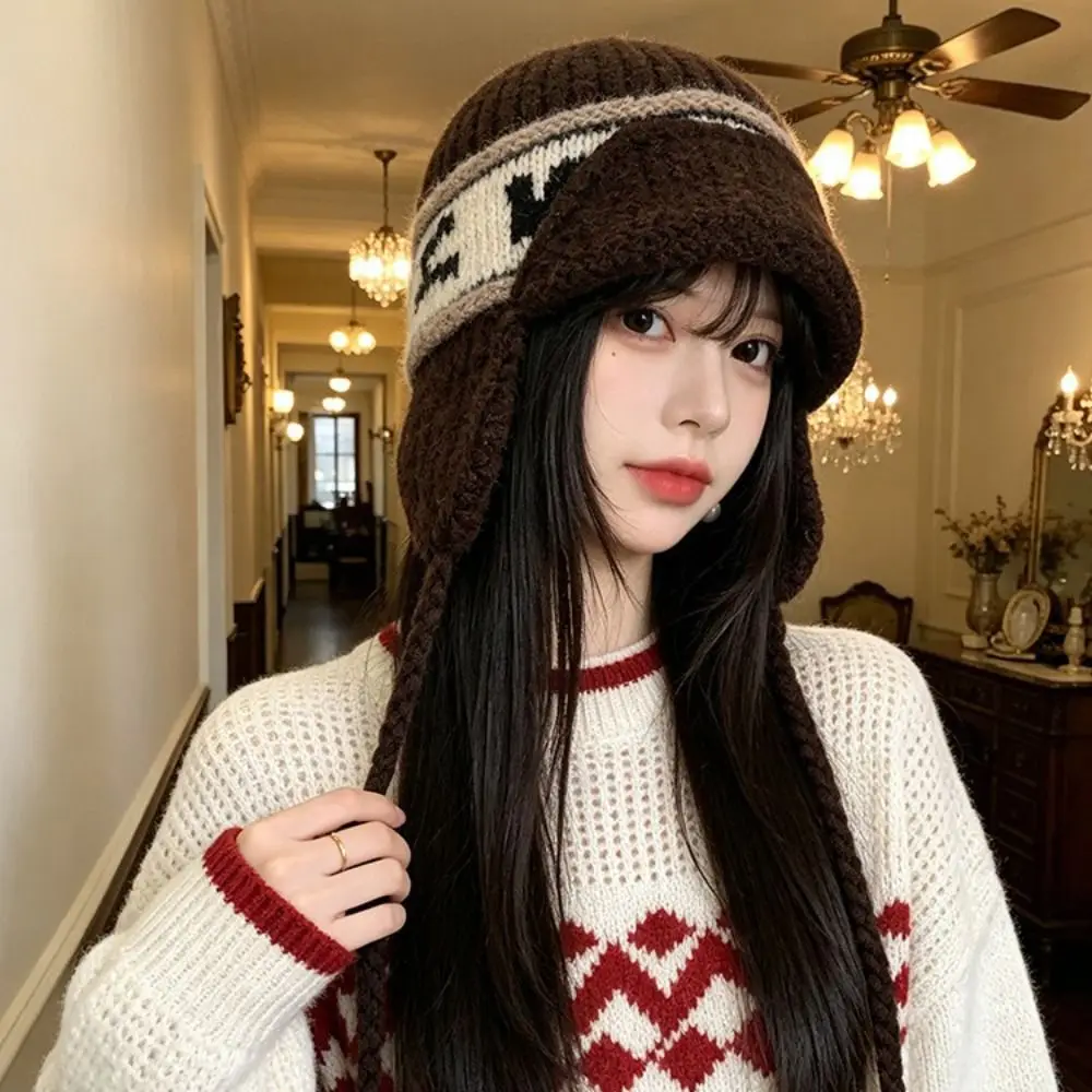 Stretchy Knitted Ear Protection Hat Warm Thickened Foldable Design Windproof Winter Hat Coldproof Material