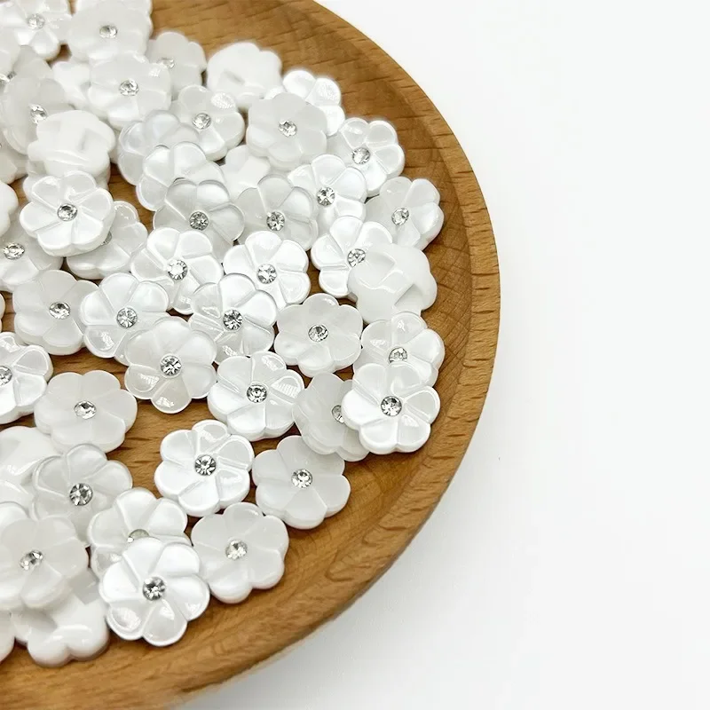 10pcs/bag Plum Blossom Single Hole Acrylic Button Six Leaf Flower for Dress Shirt Knitted Decorative Button Sewing Supplies