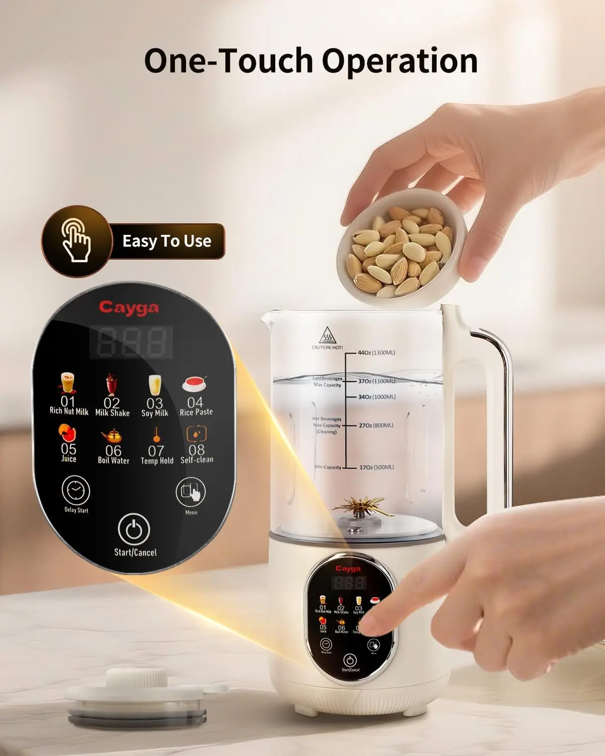 Máquina caseira de fazer leite de porca, liga de titânio, 44oz, fabricante de leite de soja, amêndoa caseira, aveia, suco, coco para bebidas à base de plantas w