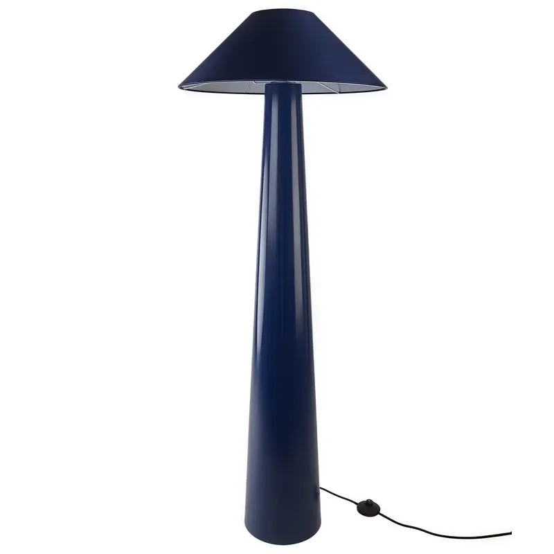 Modern Dark Blue Cone Fabric Floor Lamp E26 E27 Socket Iron LED Standing Light for Living Room Bedroom Hotel Decoration CUL
