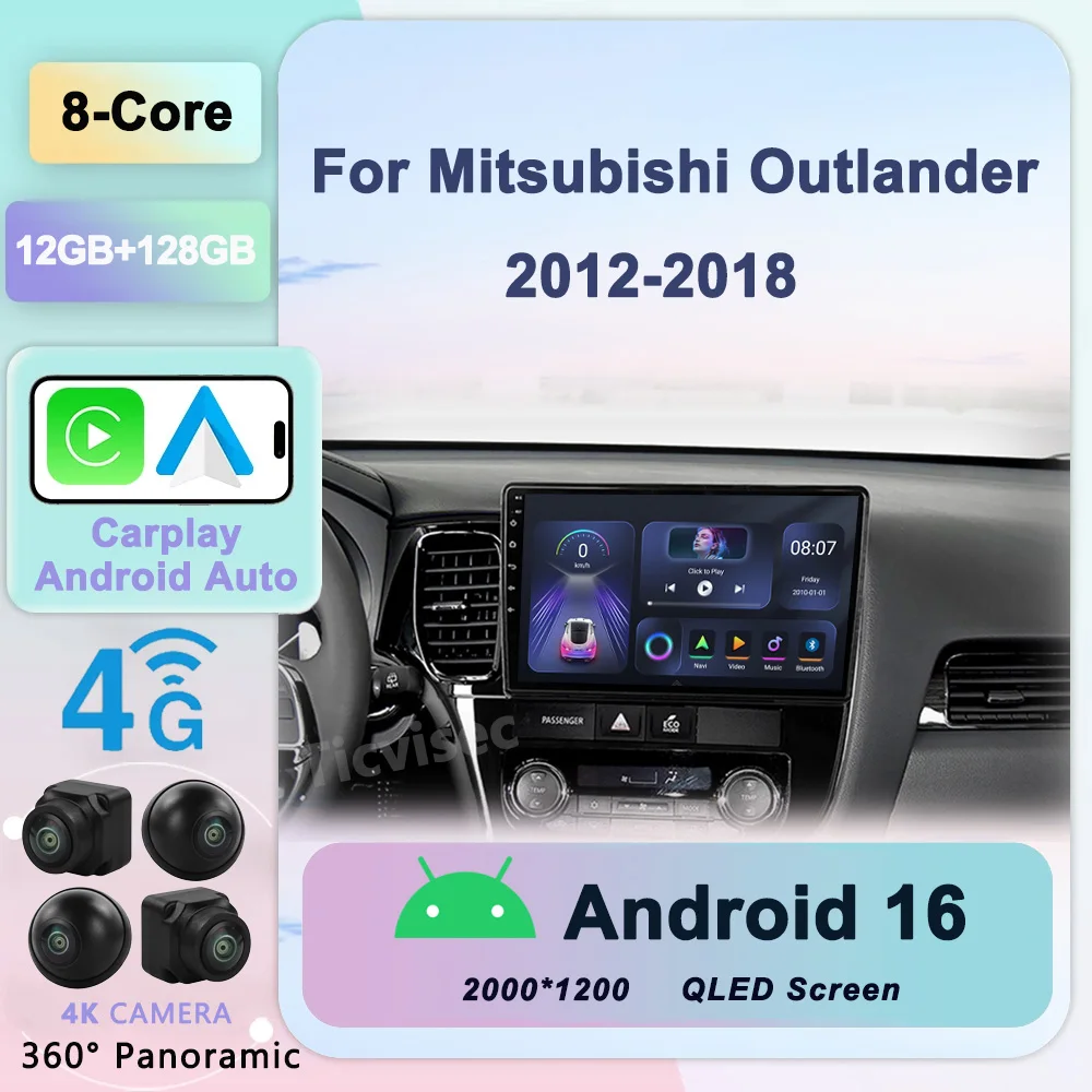 

2Din Android 16 Car Radio For Mitsubishi Outlander xl 3 2012-2018 GPS Navigation Subwoofer Multimedia Video Player Carplay