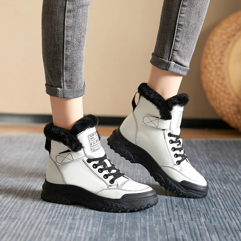 GKTINOO Winter Platform Shoes for Women 2024 Designer Luxury Sneakers Plush Sports Shoes Flats Snow Ankle Boots Tennis Female