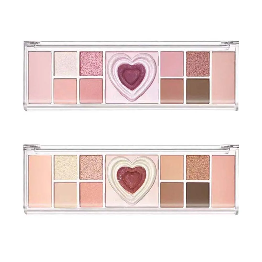 Love Heart 12 colori palette di ombretti glitter fard fard perlescente palette di evidenziazione bellezza tavolozza di cosmetici all-in-one